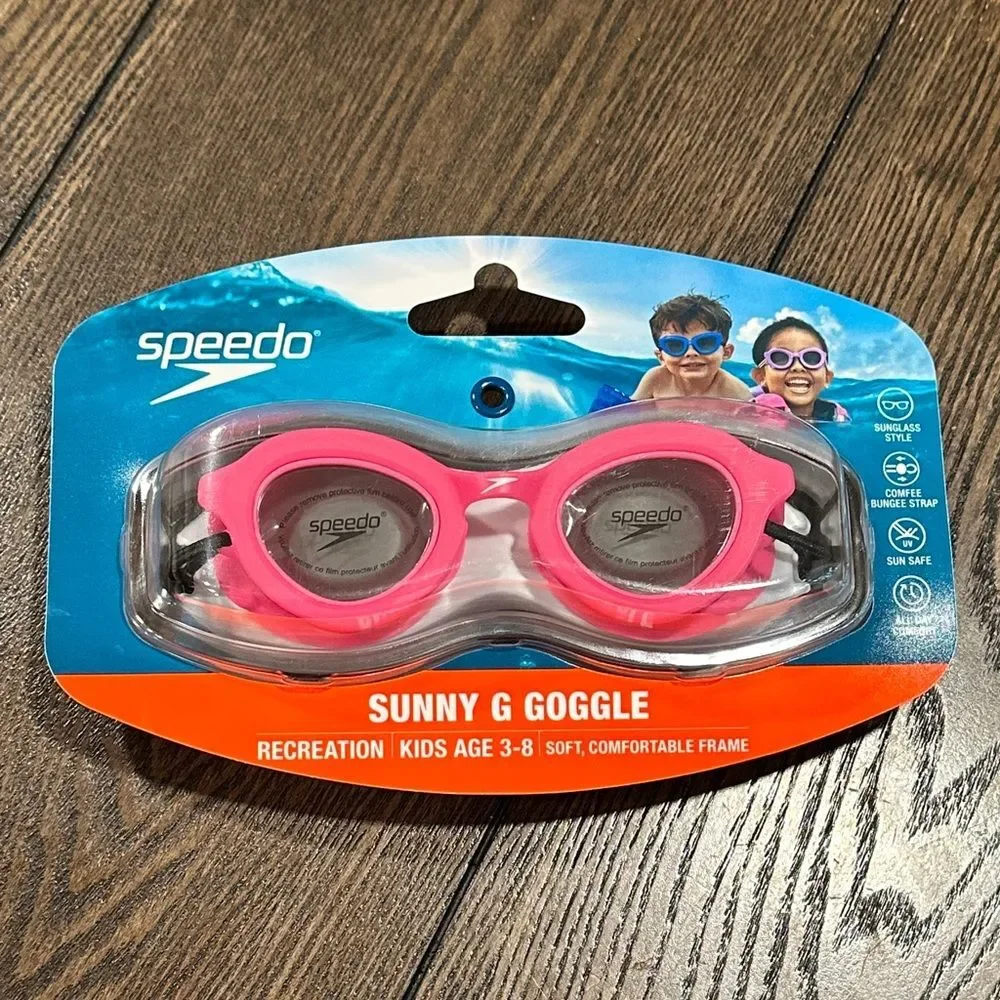 Speedo Kids Sunny G Sea Shells Goggles NEW Pink Ages 3-8 Bungee Strap